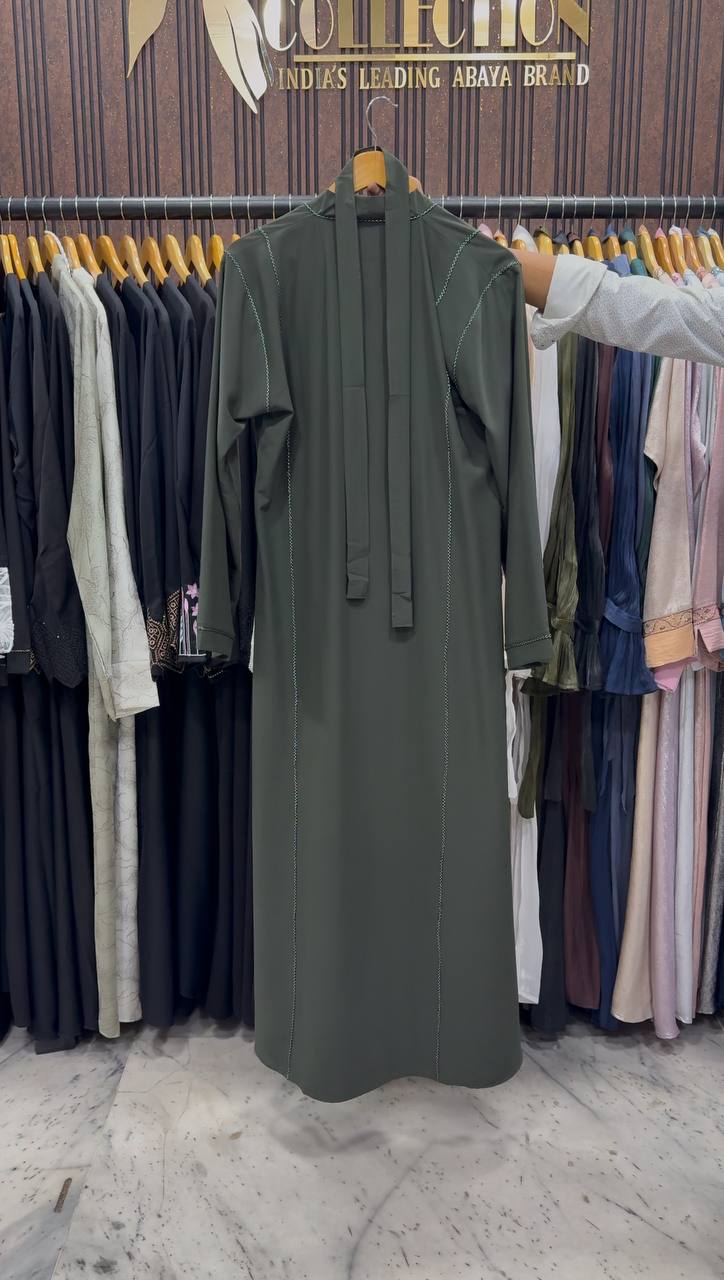 SUBIE FRONT OPEN ABAYA | OLIVE