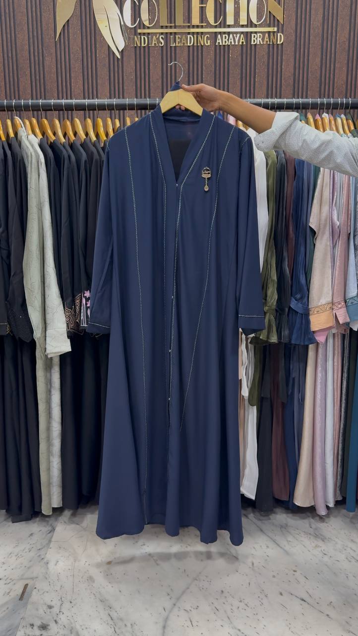 SUBIE FRONT OPEN ABAYA | NAVY BLUE