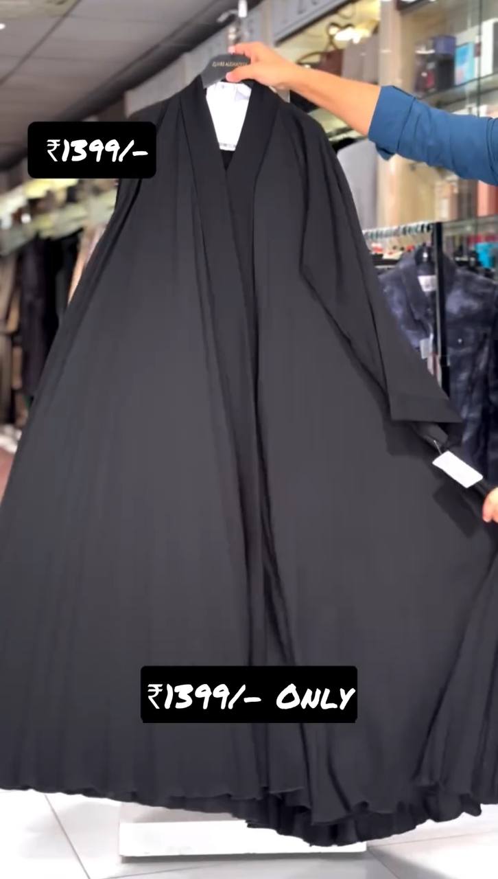 LIYANA FRONT OPEN ABAYA | BLACK