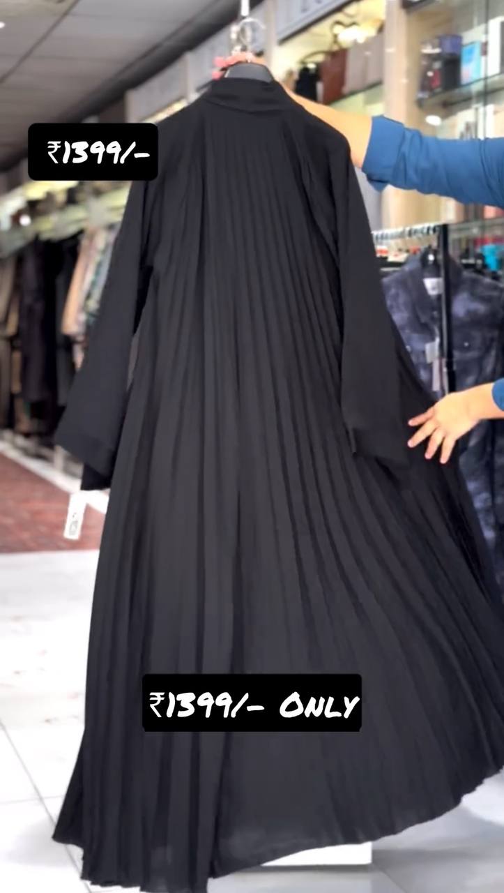 LIYANA FRONT OPEN ABAYA | BLACK