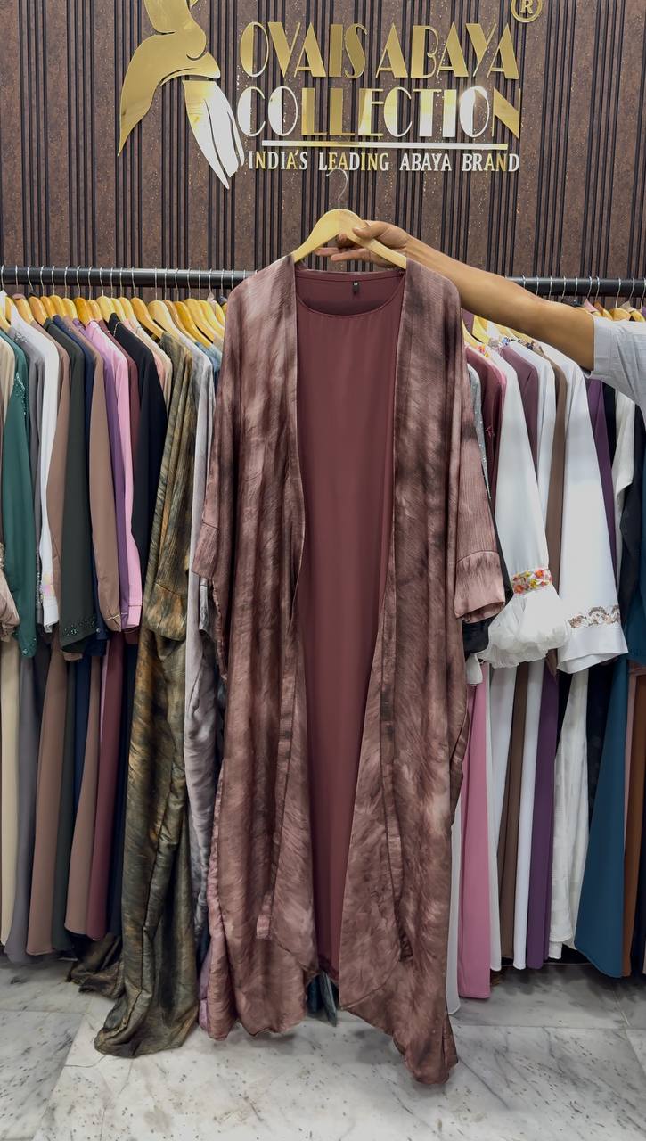 SABAH DOUBLE SHRUG SHADED ABAYA | DUSTY PINK