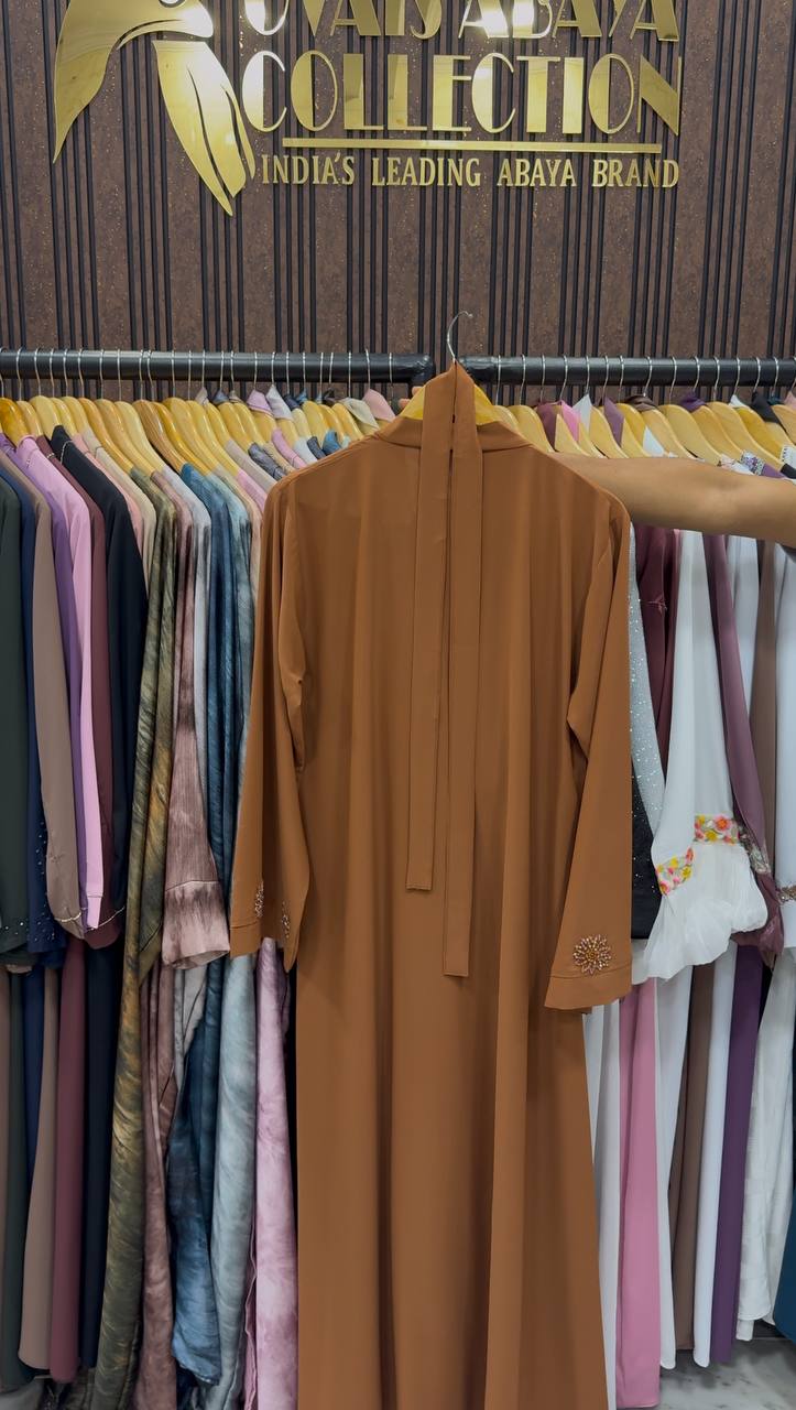 Tazeen Front Open Elegant Abaya - COPPER
