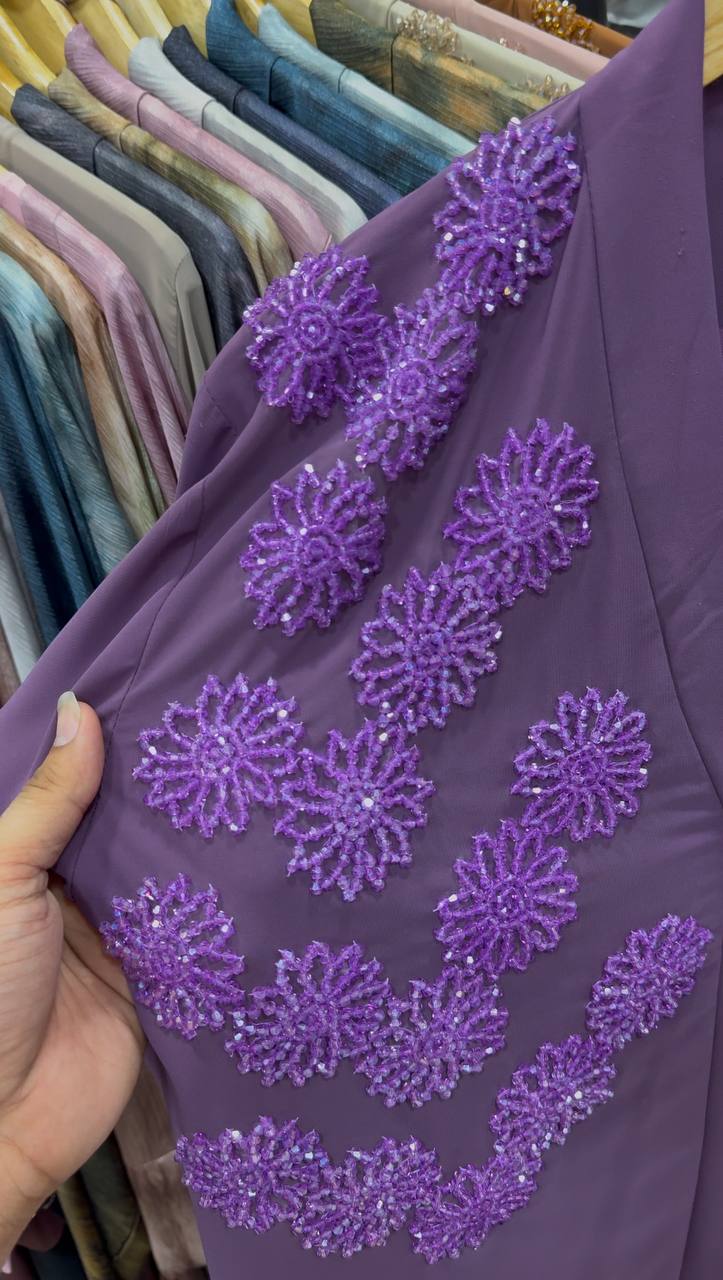 Tazeen Front Open Elegant Abaya - PURPLE