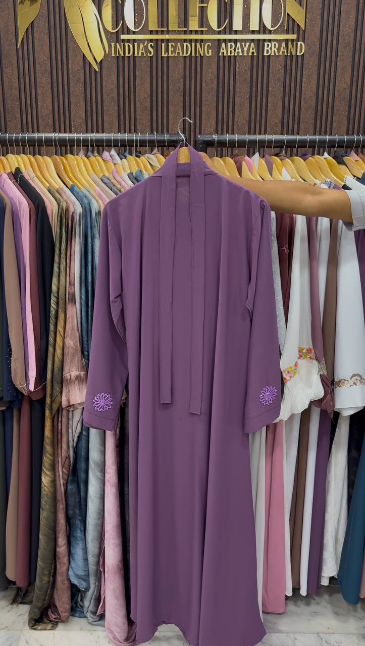 Tazeen Front Open Elegant Abaya - PURPLE