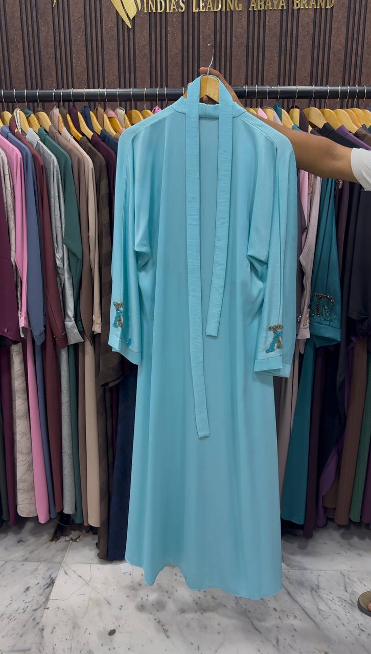 LV STYLE HANDWORK ABAYA | SKY BLUE