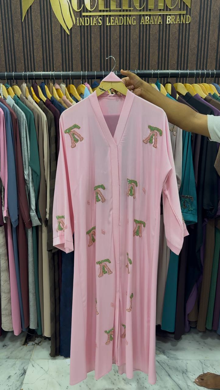 LV STYLE HANDWORK ABAYA | LITE PINK