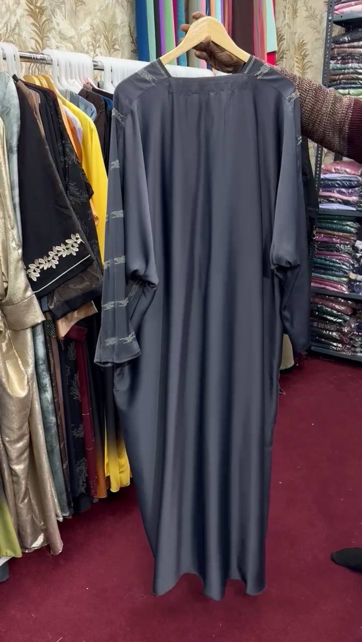 Al-Saima Korean Bridle Kaftan Abaya - DARK GRAY ( NEW LAUNCH )