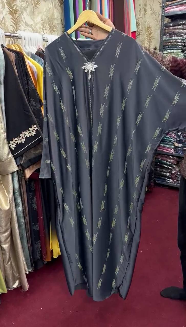 Al-Saima Korean Bridle Kaftan Abaya - DARK GRAY ( NEW LAUNCH )
