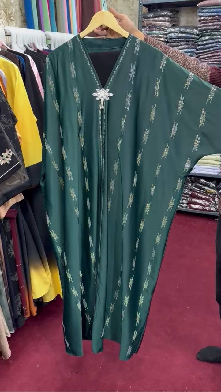 Al-Saima Korean Bridle Kaftan Abaya - BOTTLE GREEN ( NEW LAUNCH )