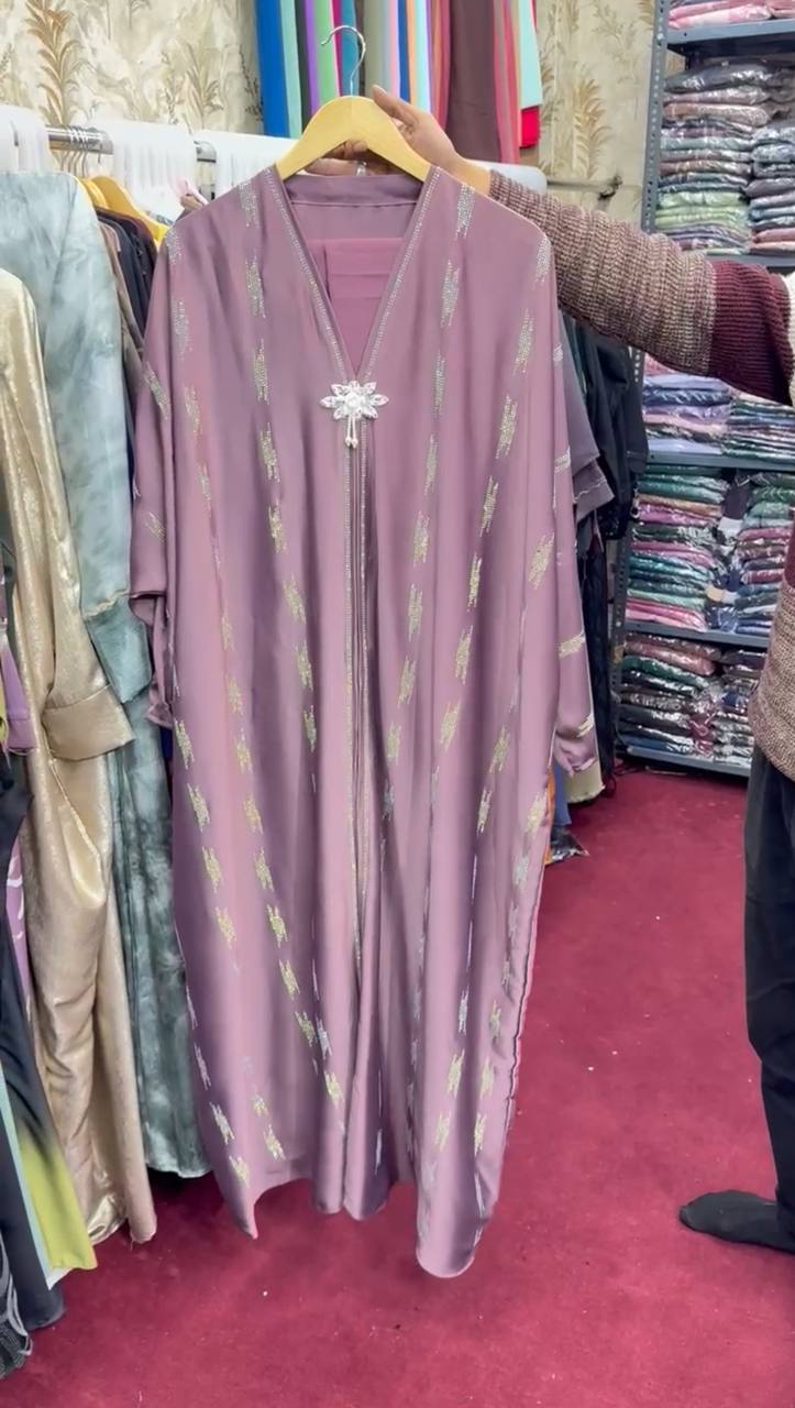 Al-Saima Korean Bridle Kaftan Abaya- PINK ( NEW LAUNCH )