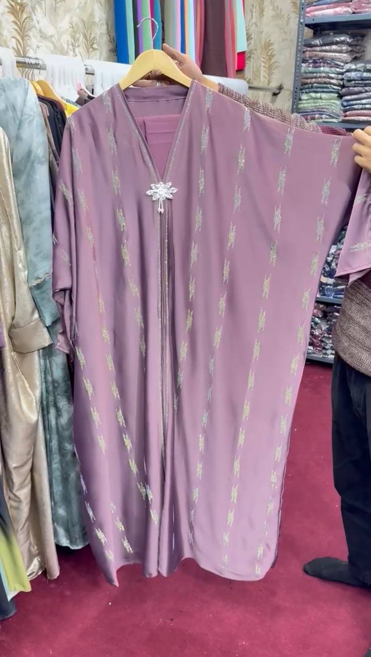 Al-Saima Korean Bridle Kaftan Abaya- PINK ( NEW LAUNCH )