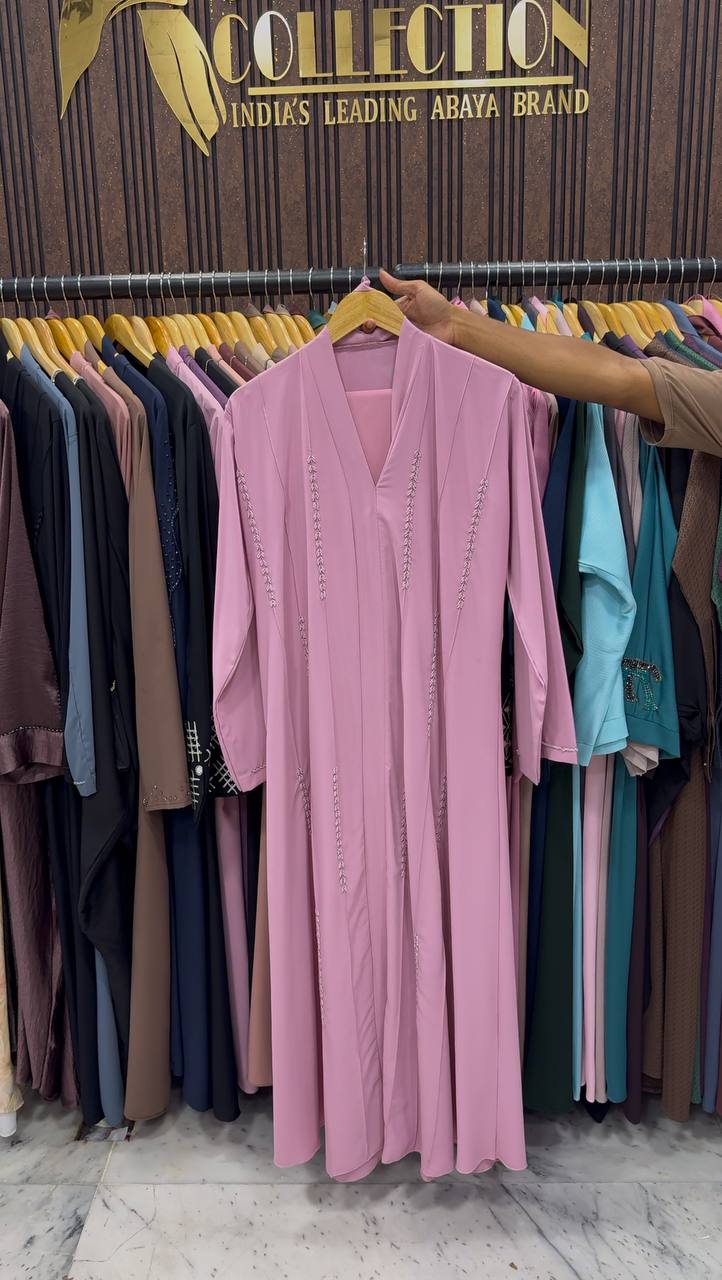 FABIHA FRONT OPEN ABAYA | PINK