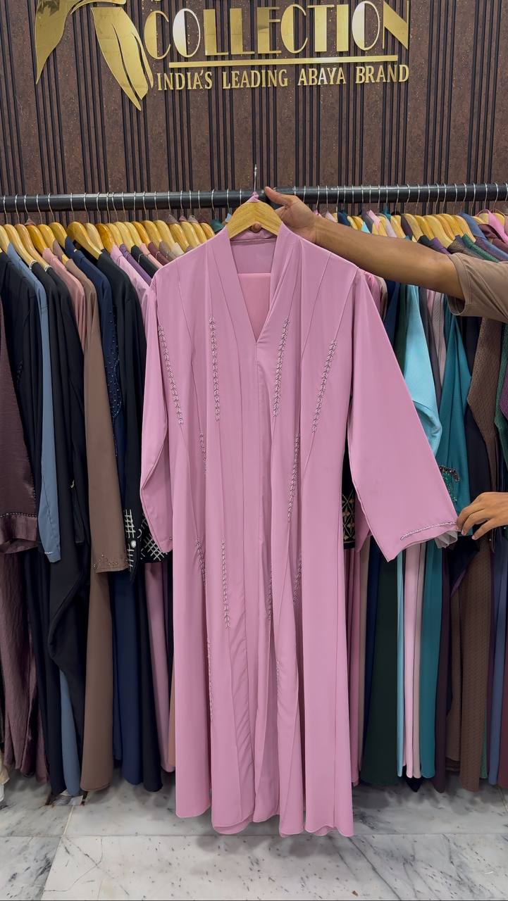 FABIHA FRONT OPEN ABAYA | PINK
