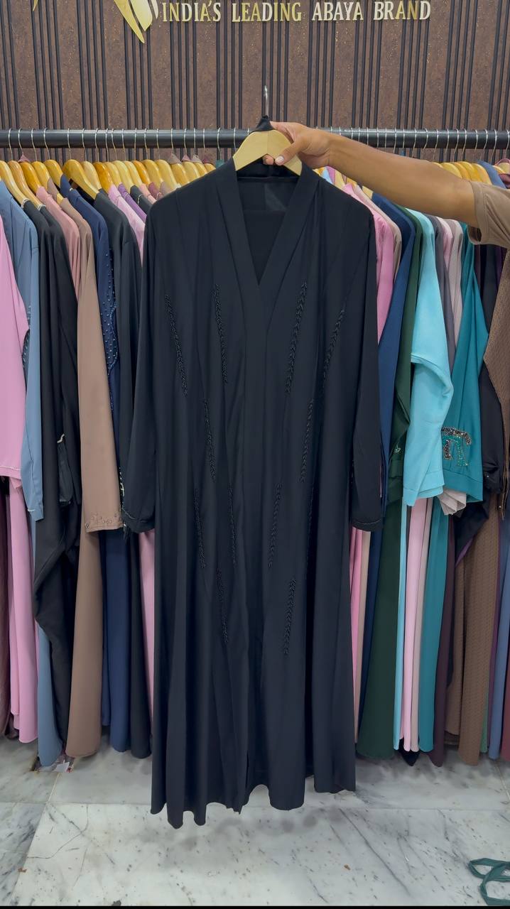 FABIHA FRONT OPEN ABAYA | BLACK