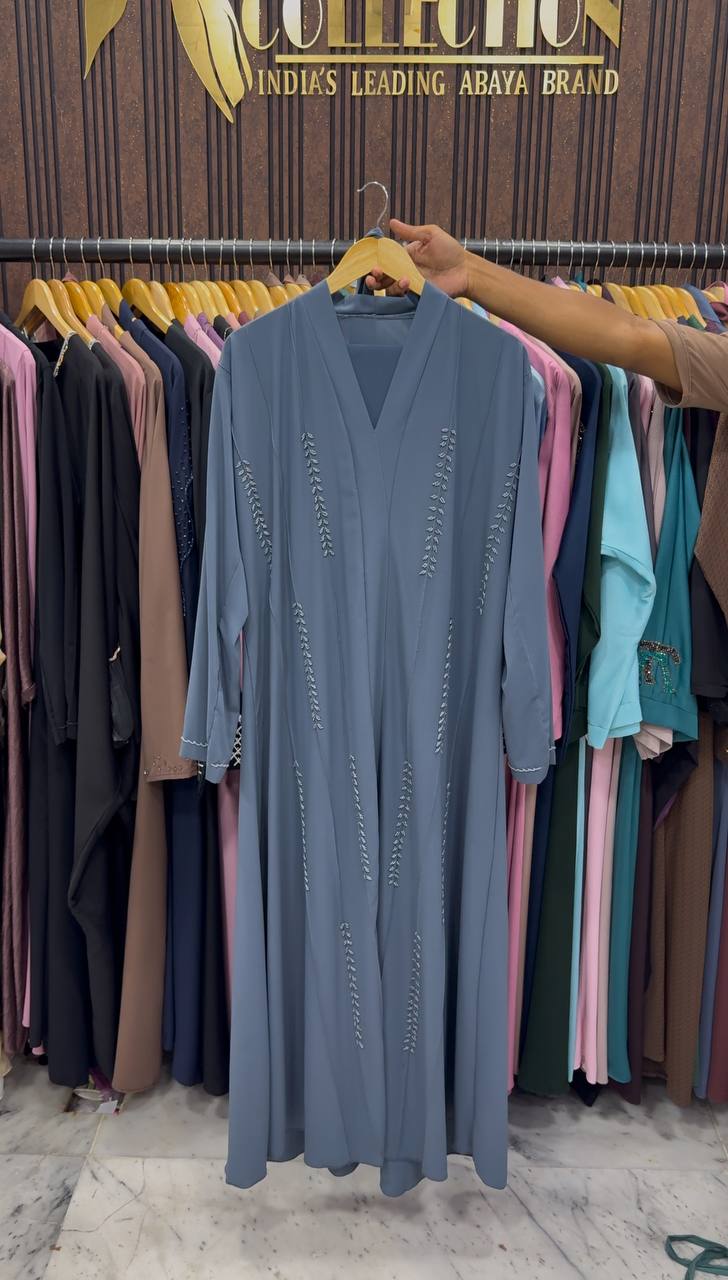 FABIHA FRONT OPEN ABAYA | GRAY