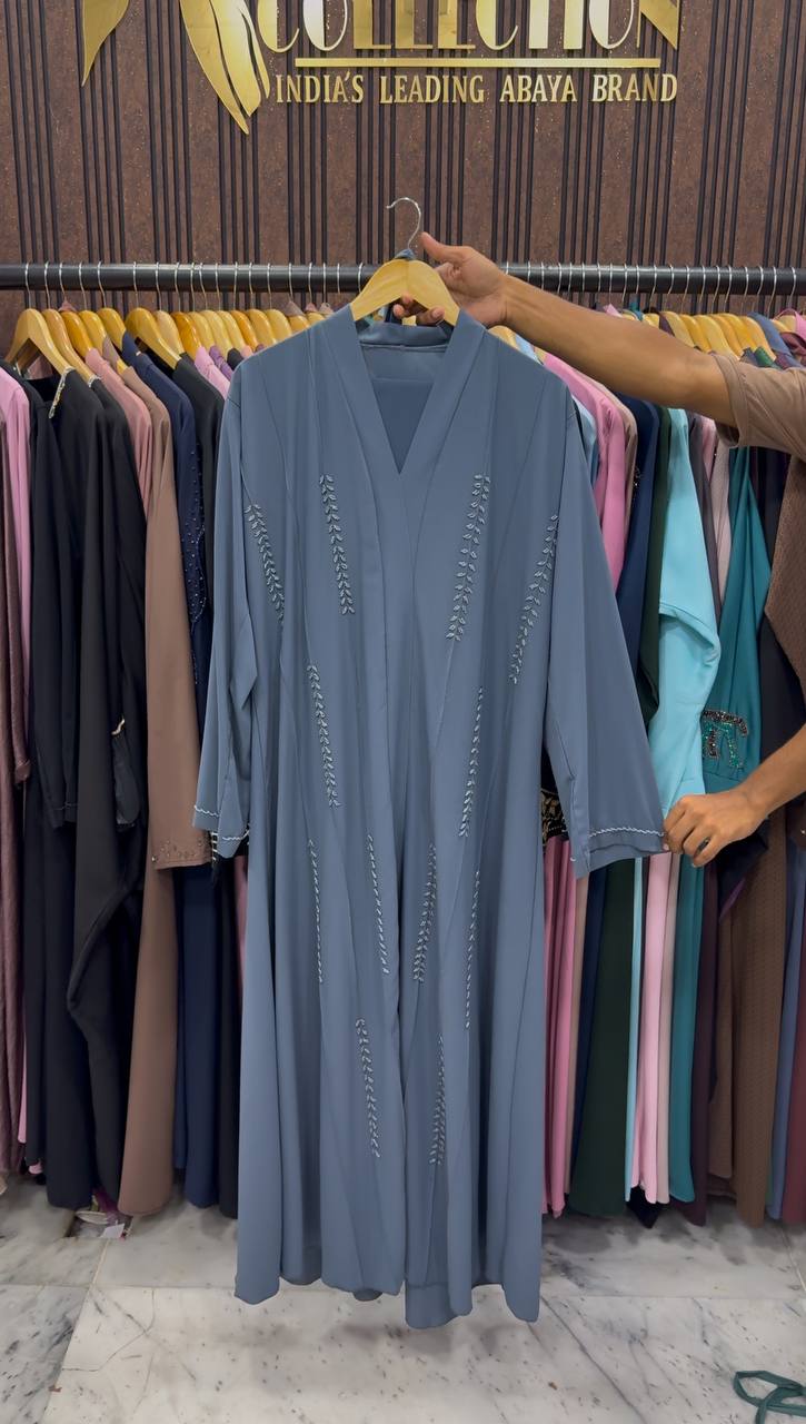 FABIHA FRONT OPEN ABAYA | GRAY