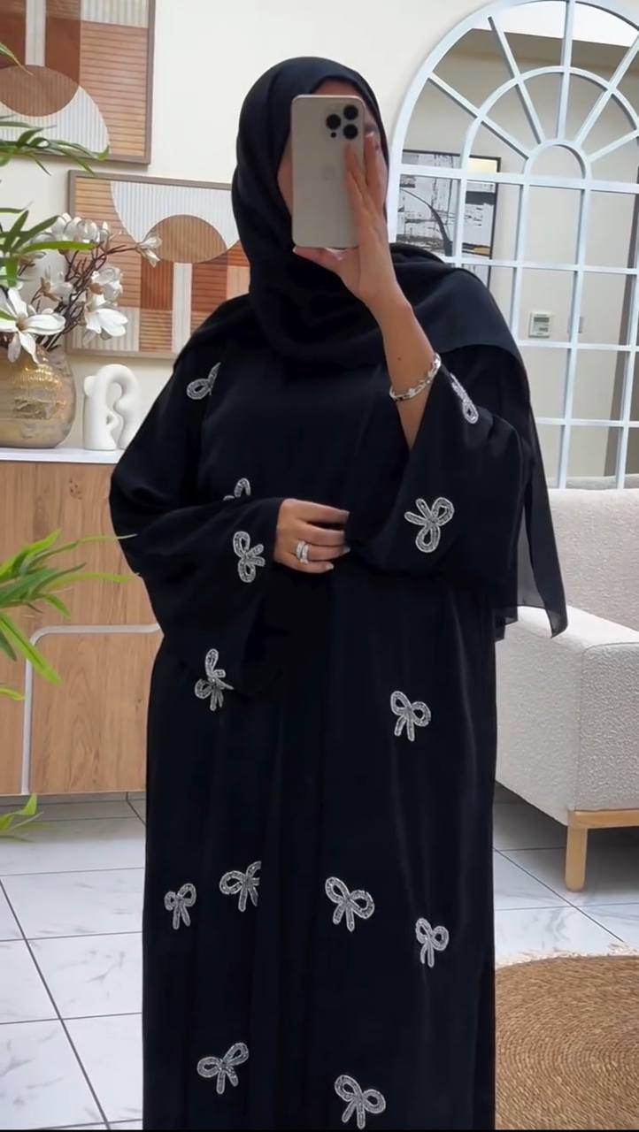 REHBAR DOUBLE SHRUG ABAYA | BLACK