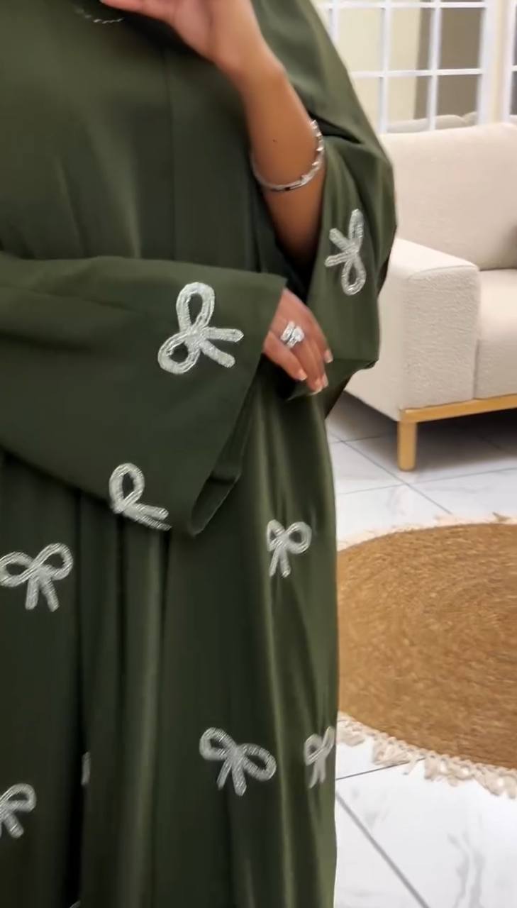 REHBAR DOUBLE SHRUG ABAYA | OLIVE