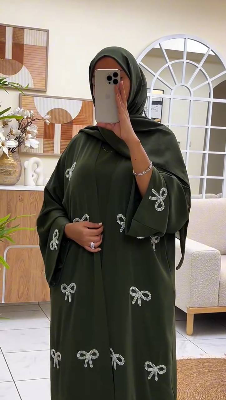REHBAR DOUBLE SHRUG ABAYA | OLIVE