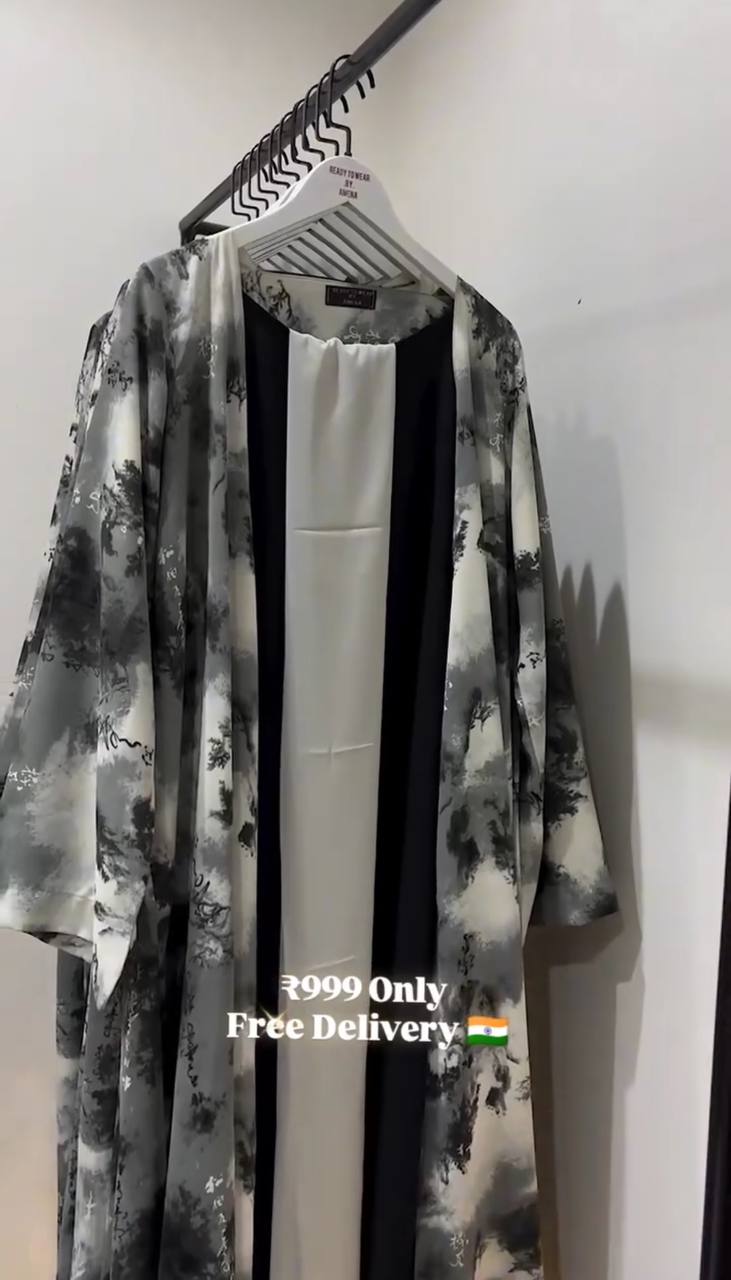 NURA DOUBLE SHRUG ABAYA | GRAY