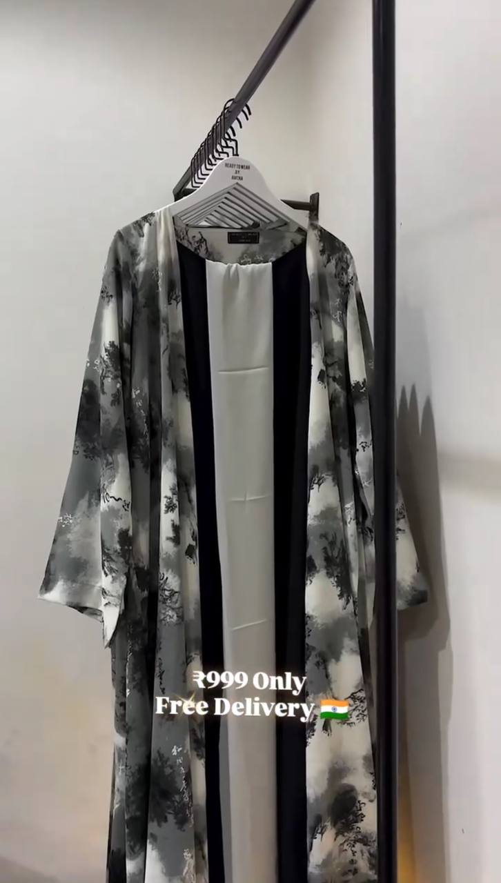 NURA DOUBLE SHRUG ABAYA | GRAY