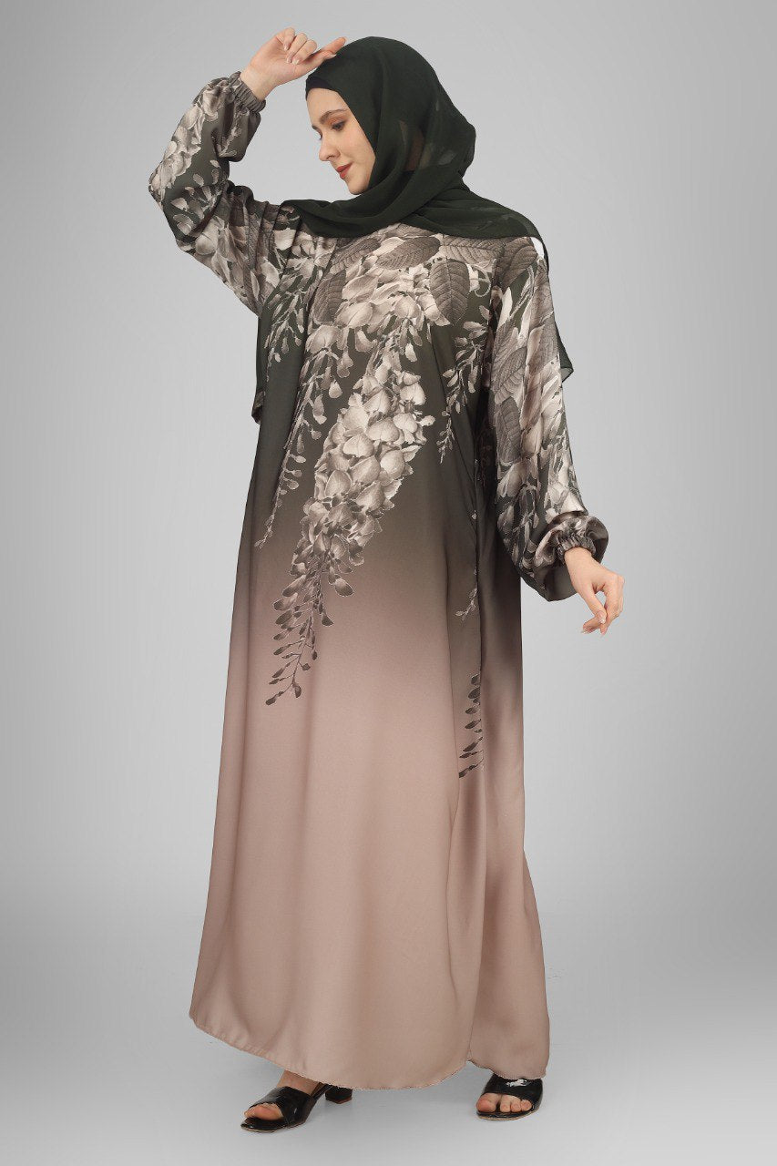 ALIZA PRINTED ABAYA | OLIVE
