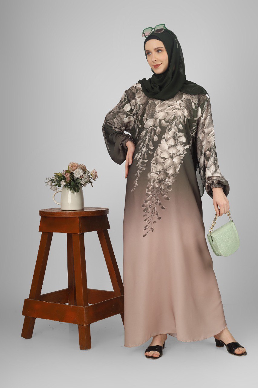 ALIZA PRINTED ABAYA | OLIVE