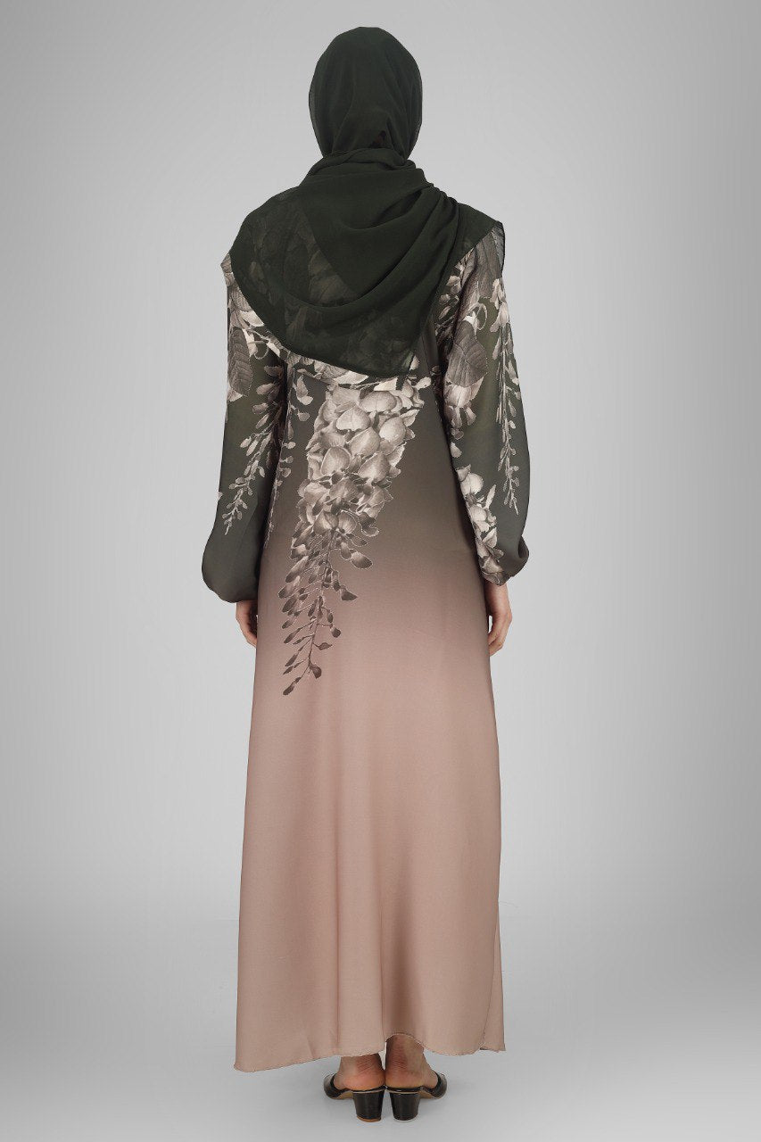 ALIZA PRINTED ABAYA | OLIVE