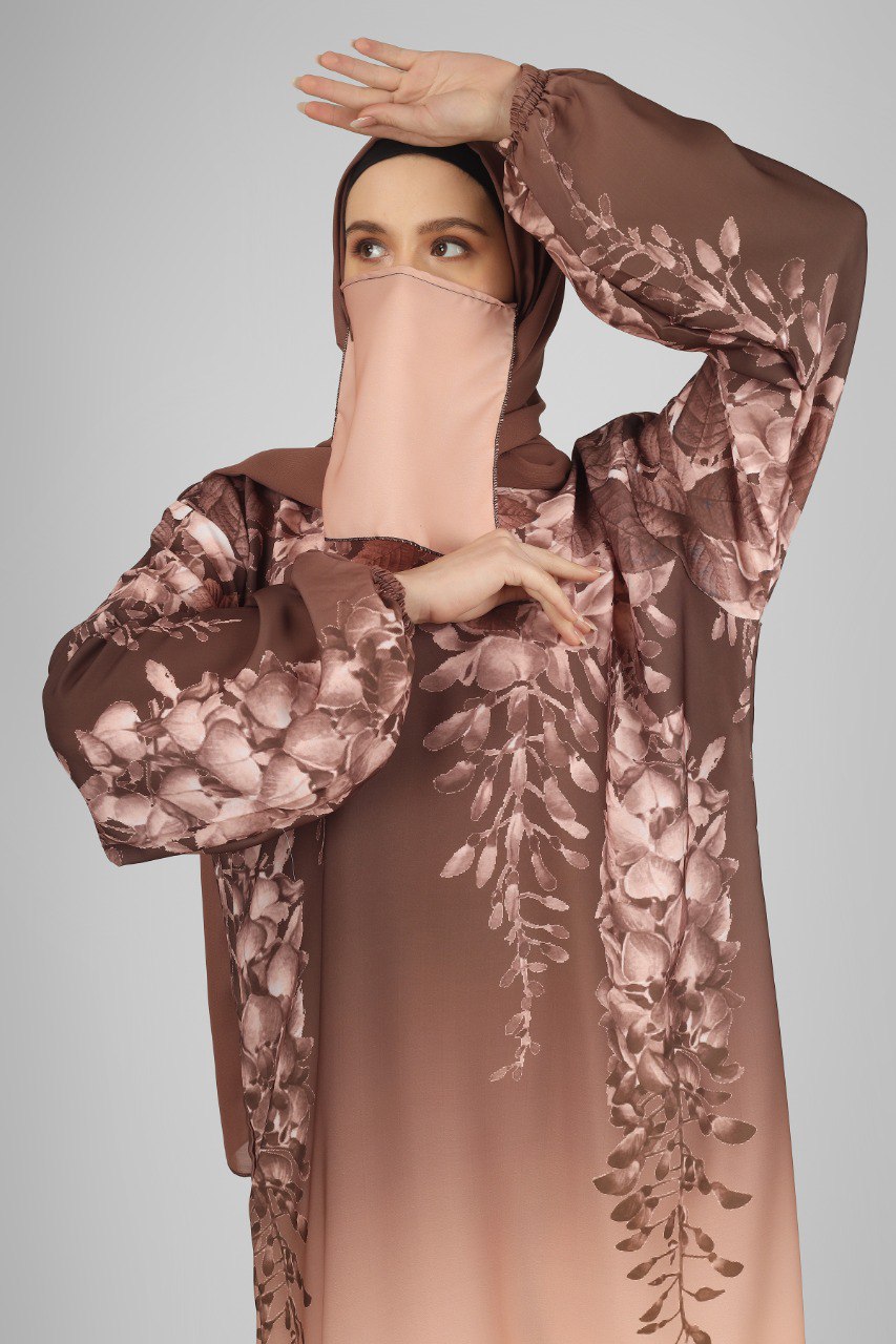 ALIZA PRINTED ABAYA | ROSE GOLD