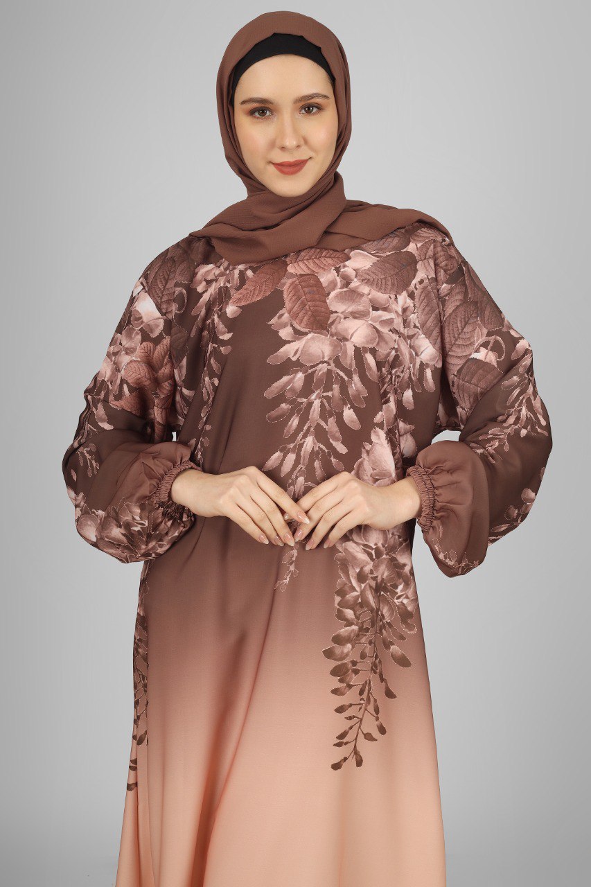 ALIZA PRINTED ABAYA | ROSE GOLD