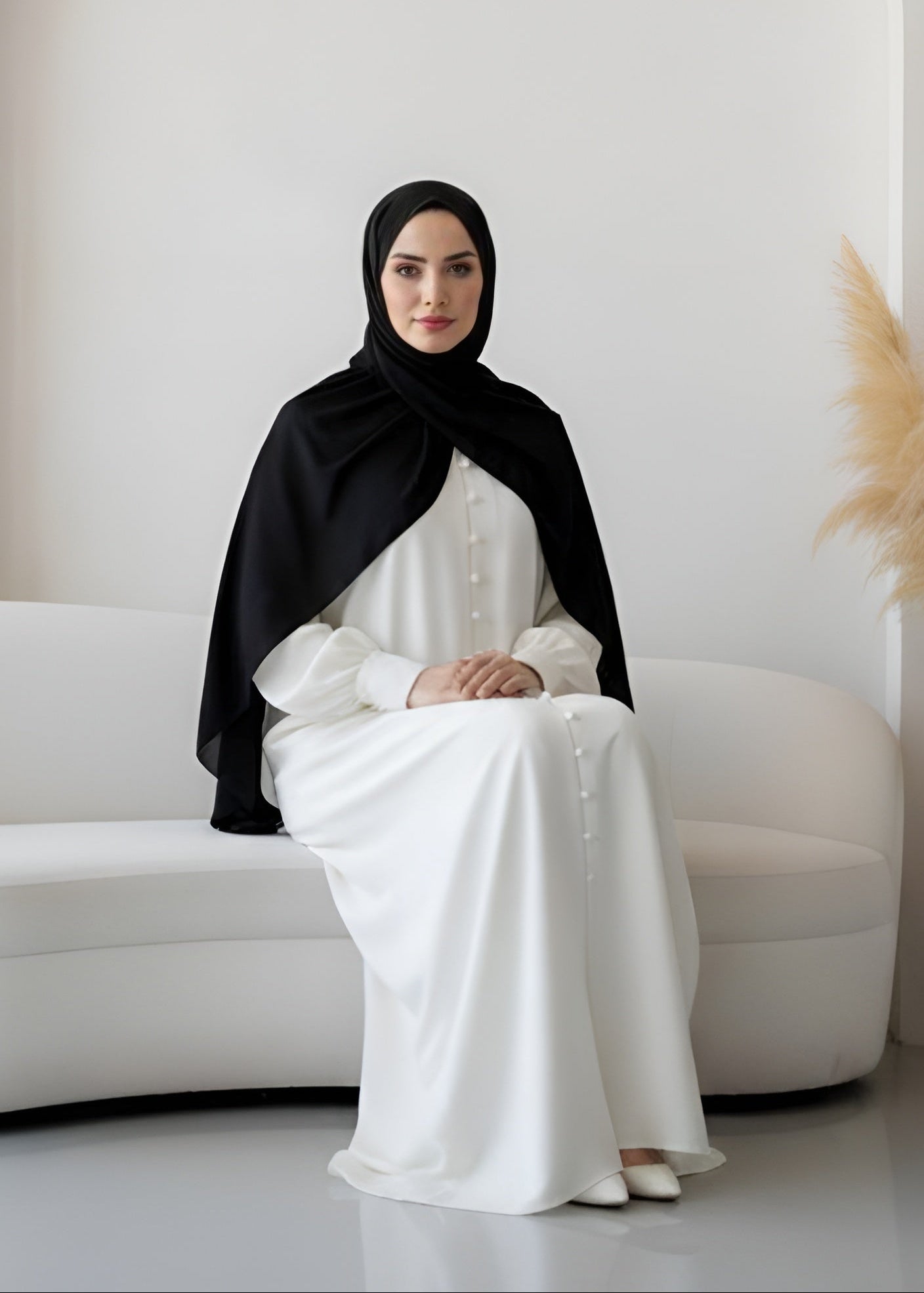 AYESHA FRONT OPEN ABAYA | WHITE