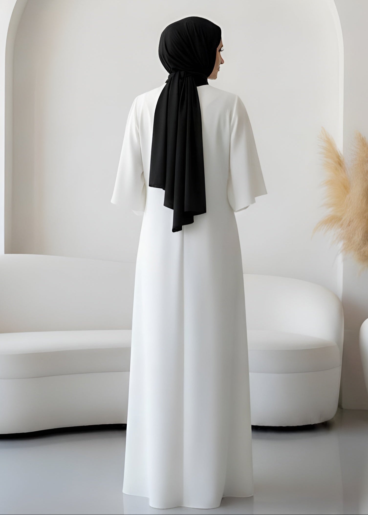 AYESHA FRONT OPEN ABAYA | WHITE
