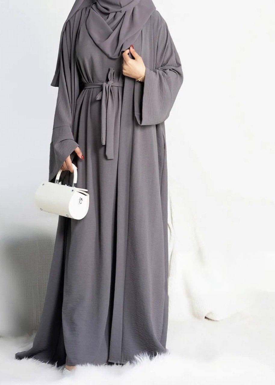 DUBAI CRUSH DOUBLE SHRUG ABAYA | DD GRAY