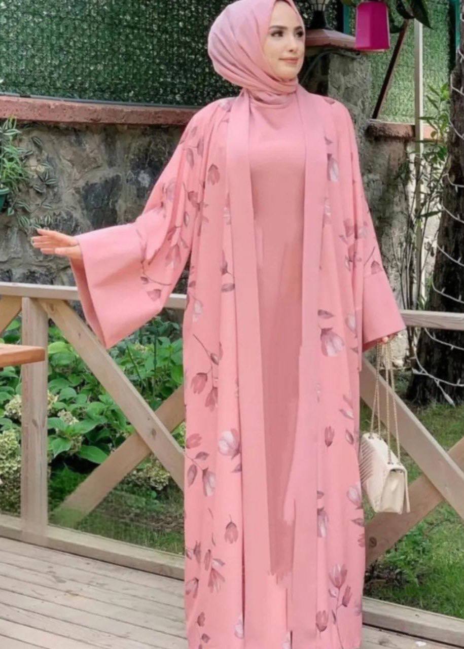 MARHABA DOUBLE SHRUG ABAYA | PINK