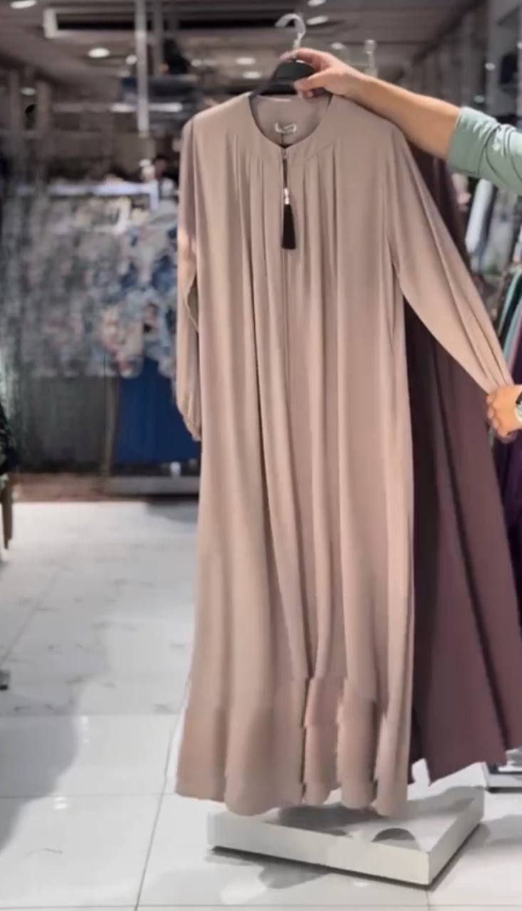 SUHANA BASIC ZIPPER ABAYA | NUDE