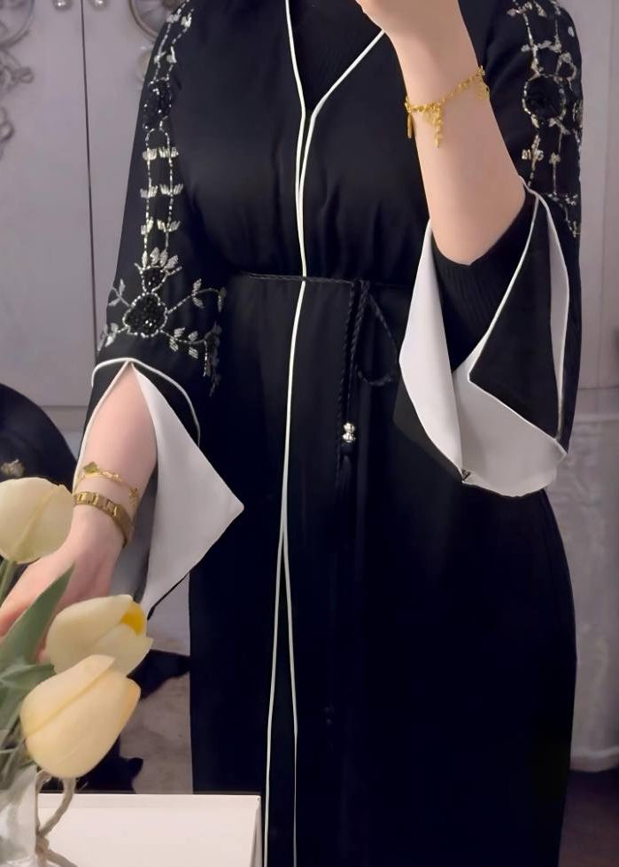 MUNTAHA HANDWORK ABAYA | WHITE