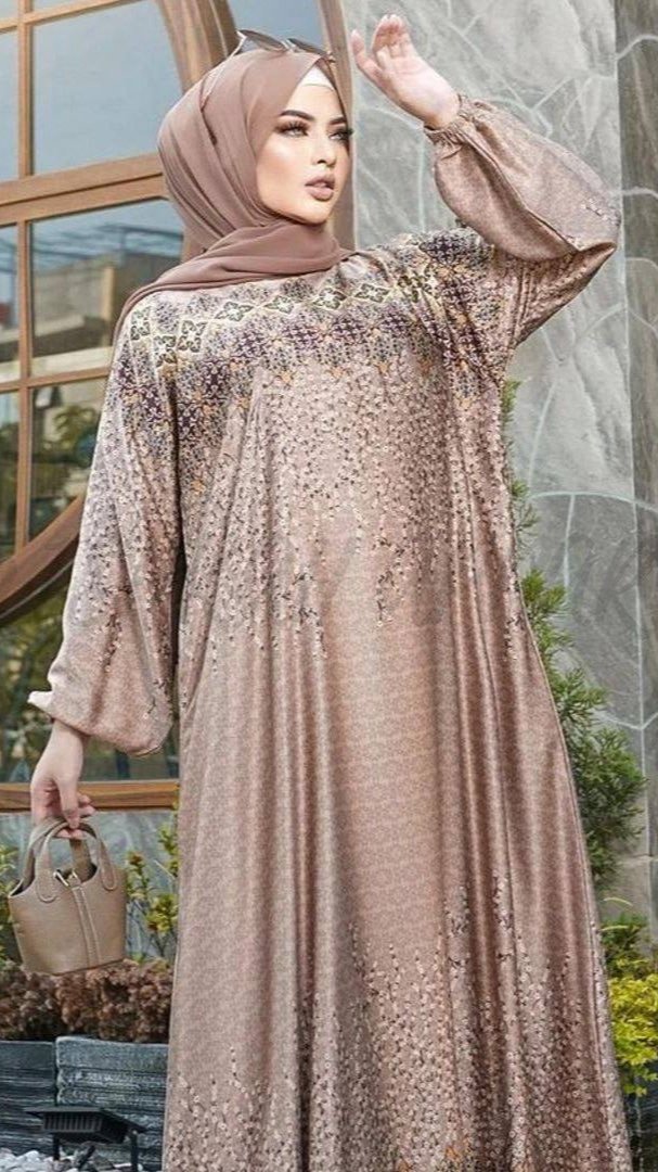 ALIZA PRINTED ABAYA | BABY PINK