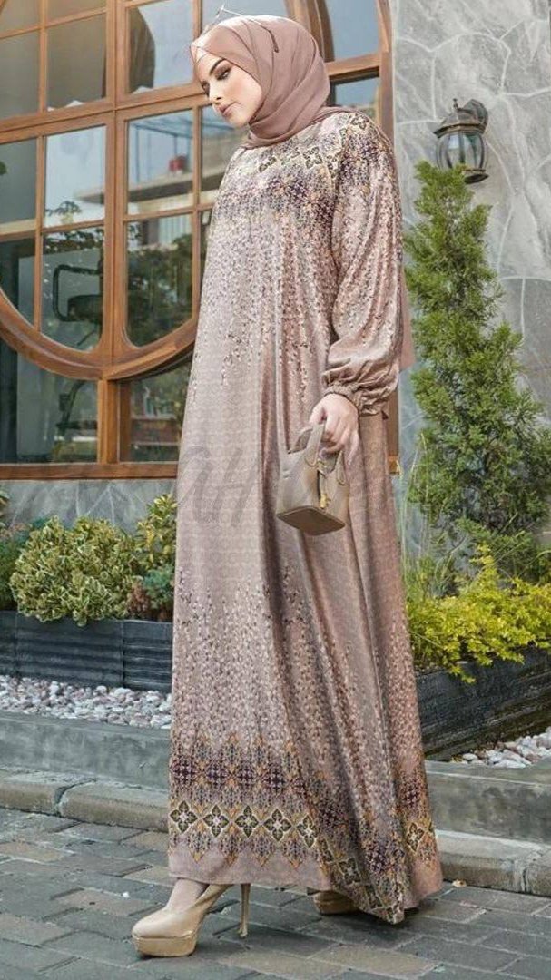 ALIZA PRINTED ABAYA | BABY PINK