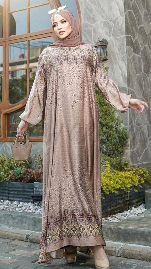 ALIZA PRINTED ABAYA | BABY PINK