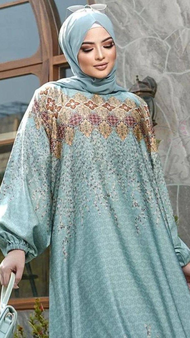 ALIZA PRINTED ABAYA | LITE BLUE