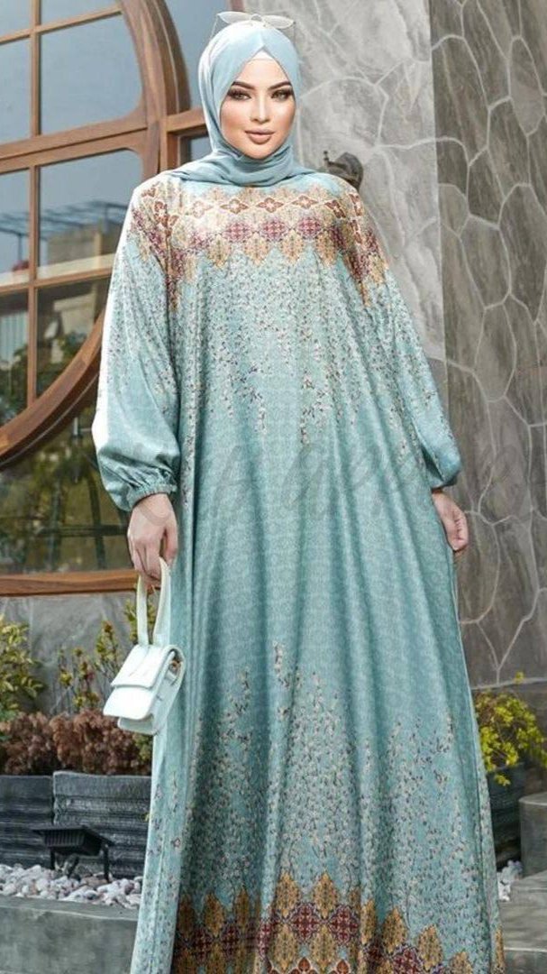 ALIZA PRINTED ABAYA | LITE BLUE