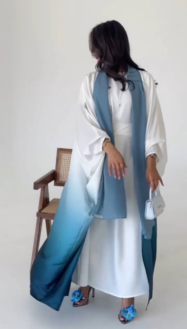 Asniya Double Shrug Kaftan Abaya NAVY BLUE ( NEW LAUNCH )
