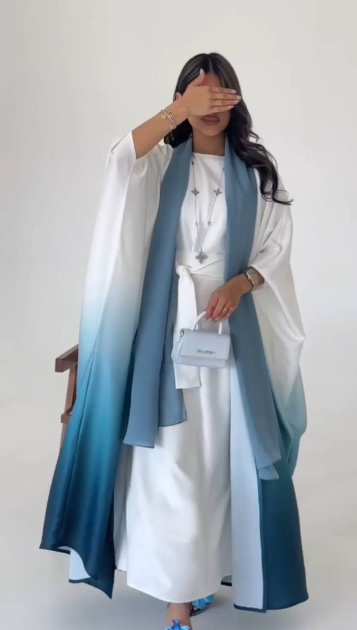 Asniya Double Shrug Kaftan Abaya NAVY BLUE ( NEW LAUNCH )