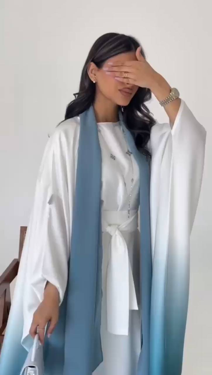 Asniya Double Shrug Kaftan Abaya NAVY BLUE ( NEW LAUNCH )