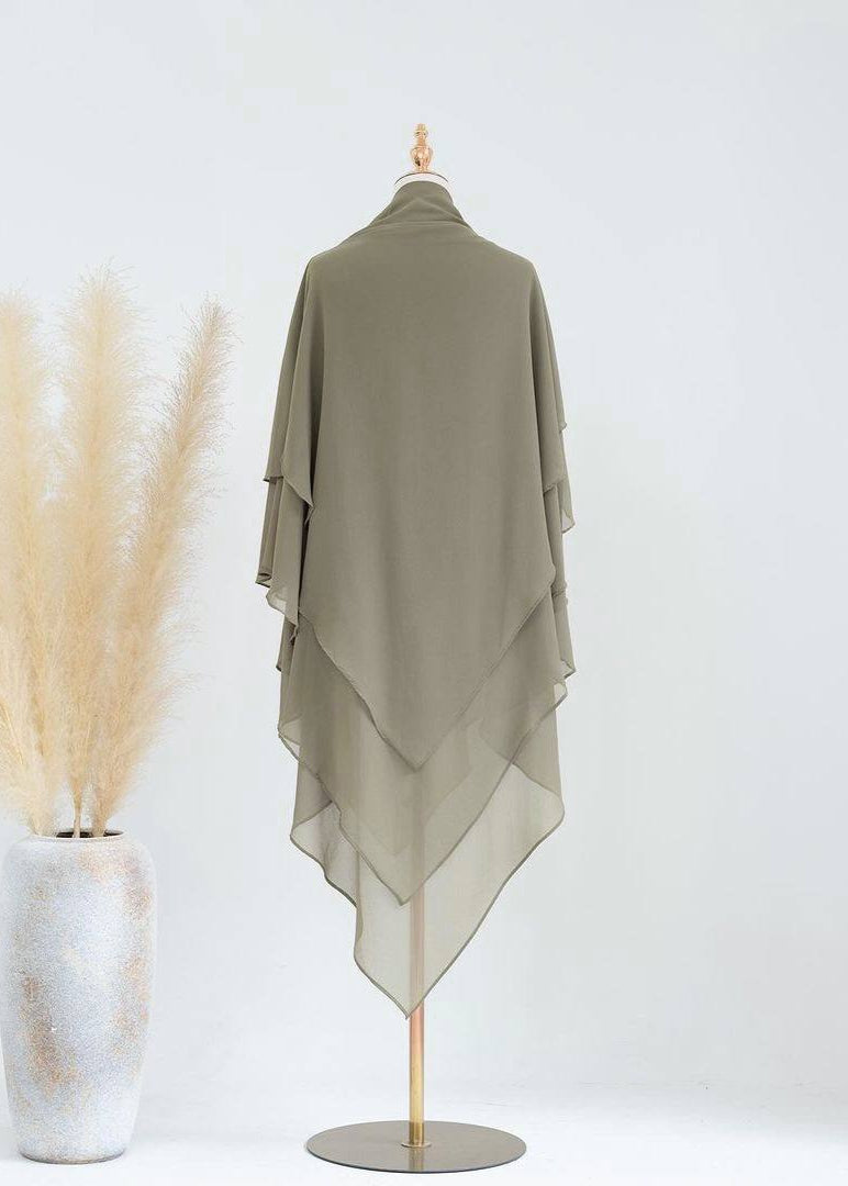 3 LAYERED KHIMAR | STONE GRAY
