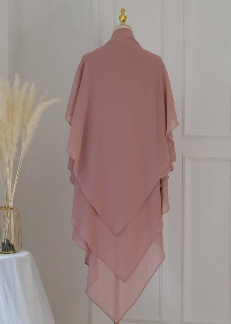 3 LAYERED KHIMAR | FLAMINGO