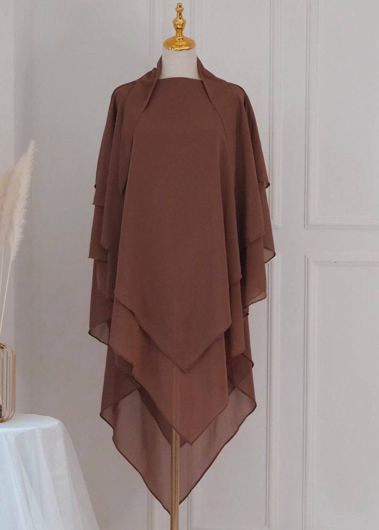 3 Layered Khimar BROWN ( NEW LAUNCH )