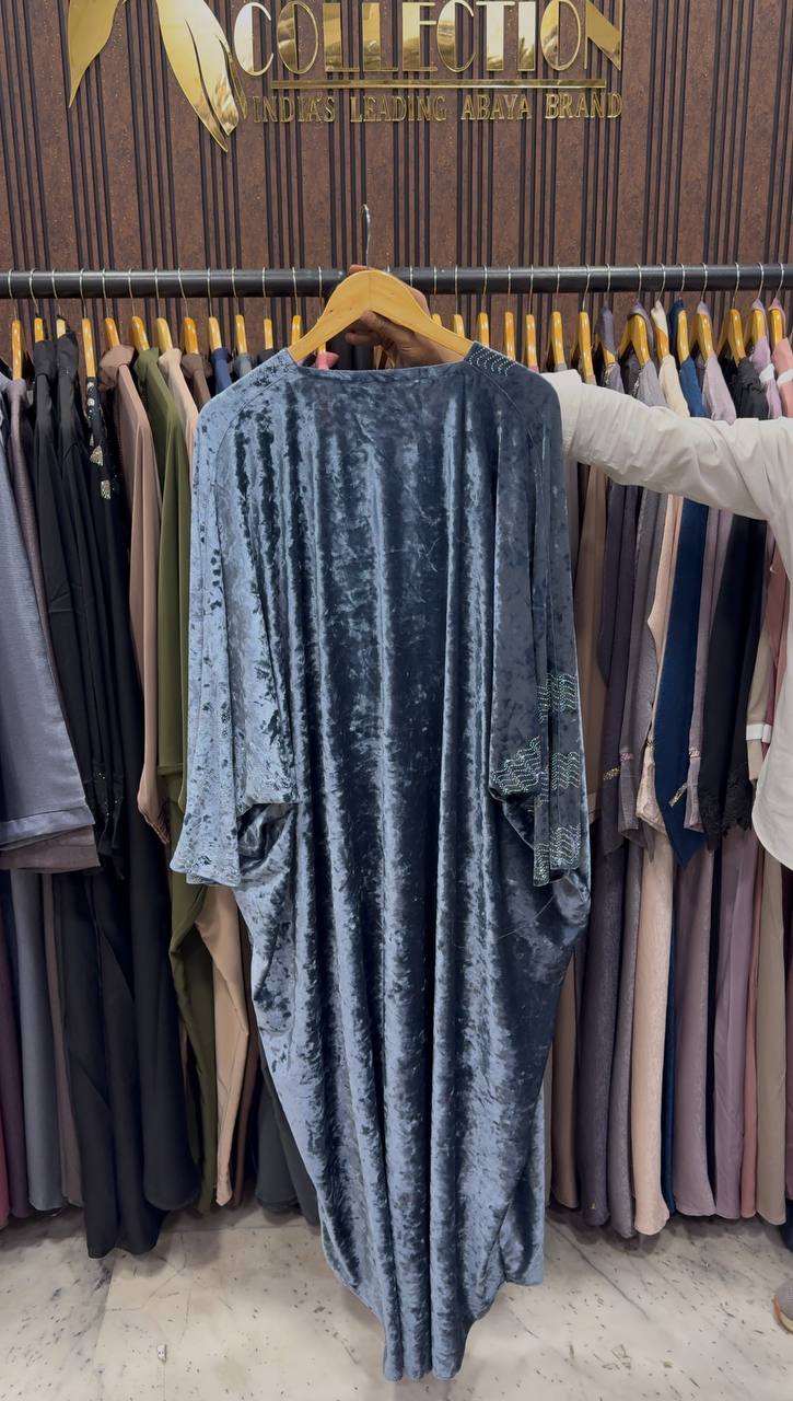 ANAYA VELVET KAFTAN ABAYA | GRAY