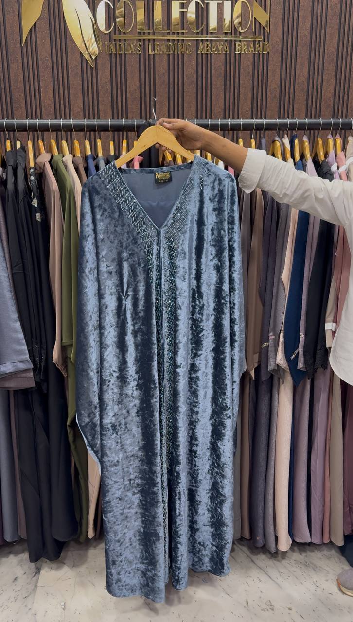 ANAYA VELVET KAFTAN ABAYA | GRAY