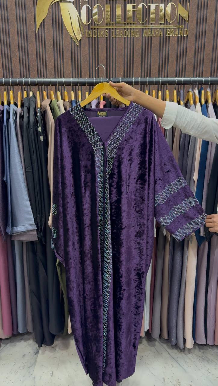 ANAYA VELVET KAFTAN ABAYA | PURPLE